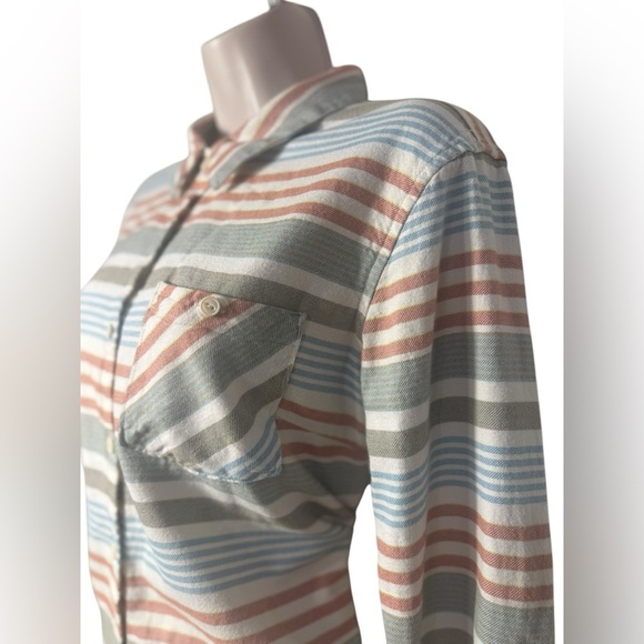 Patagonia Shirt 10 Haywood Flannel Pinyon Stripes Button Up Pocket Long Sleeve - Picture 12 of 15
